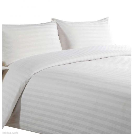Hotel Quality White 300 T/c 100% Cotton Sateen Stripe long Superking bed fitted sheets