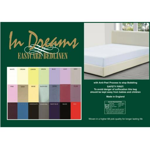 Extra long k/s bed 5' x 7' bed 15" box fitted sheets 68pick 200 T/C Polycotton