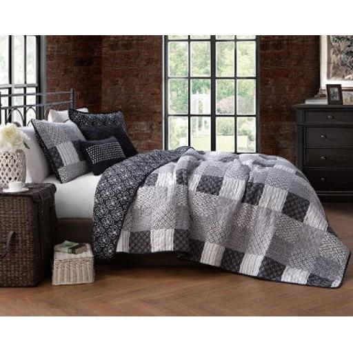 Jumana Restmor Quilted Reversible Patchwork Design Bedspread in 3 sizes with free pillow sham/s