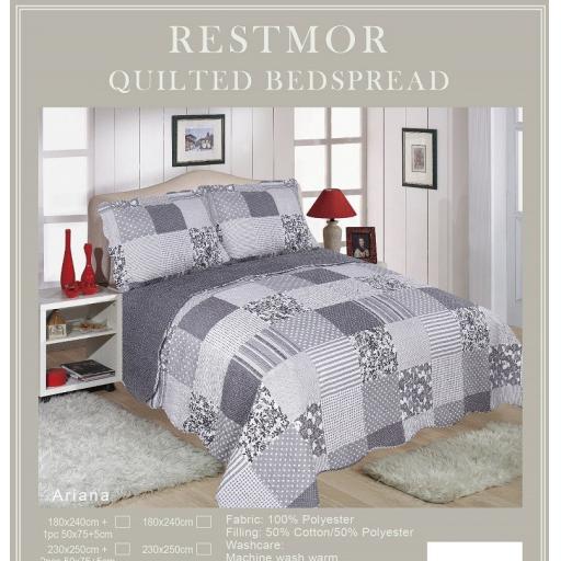 Ariana Restmor Quilted Reversible Patchwork Design Bedspread in 3 sizes with pillow shams - ( includes free Sham/s)