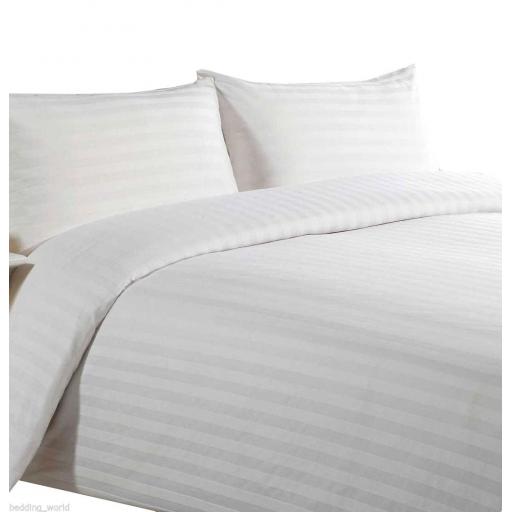 Hotel Quality White 300 T/c 100% Cotton Sateen Stripe single bed 4'6 x 6'6&quot; fitted sheets