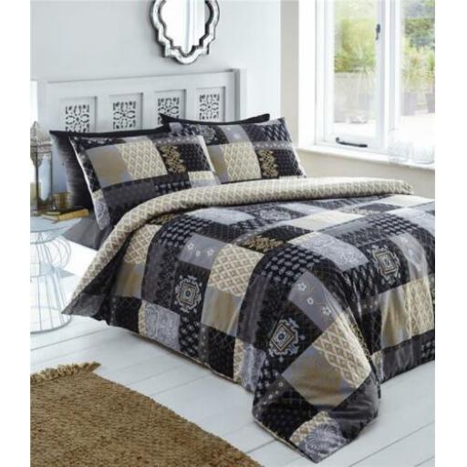 Duvet sets Remy patchwork print and geometric pattern reverse quilt cover bed sets